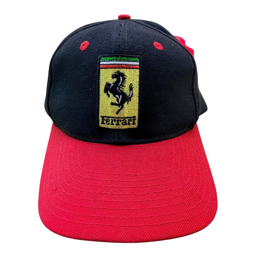 Vintage 1996 Ferrari Hat Black Red Nice Man Sports Racing F1 Baseball Cap Hat